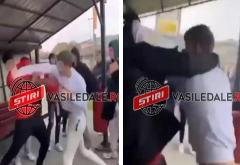 Bătaie ca în ringul de box într-o stație de autobuz din Sighet! Doi tineri și-au împărțit pumni și picioare după ce au ieșit de la școală