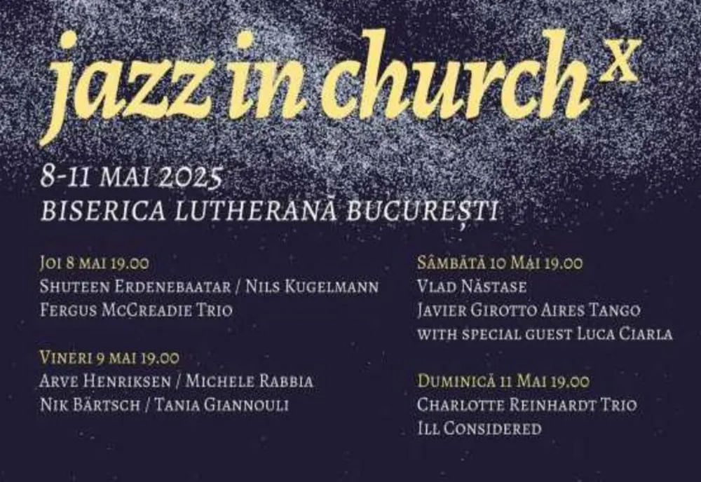 FESTIVAL DE JAZZ, ÎNTRE 8 ȘI 11 MAI, LA BISERICA LUTHERANĂ DIN CAPITALĂ
