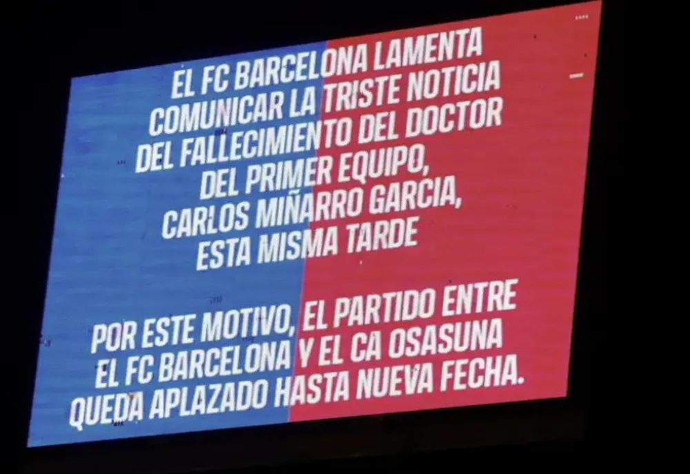 TRAGEDIE LA FC BARCELONA: MECIUL CU OSASUNA AMÂNAT DIN CAUZA DECESULUI MEDICULUI ECHIPEI, CARLOS GARCIA