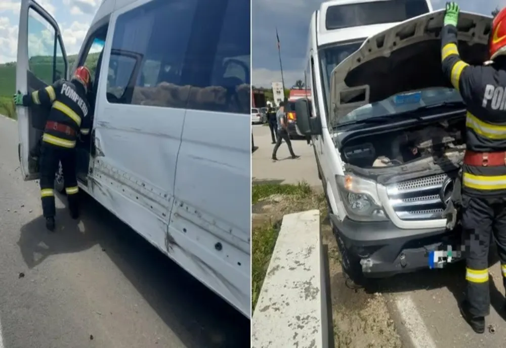 UN MICROBUZ ȘCOLAR ÎN CARE SE AFLAU 12 COPII, IMPLICAT ÎNTR-UN ACCIDENT