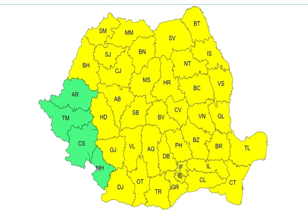 Cod galben ANM de vijelii, ploi torențiale și grindină. Zonele afectate în următoarele zile
