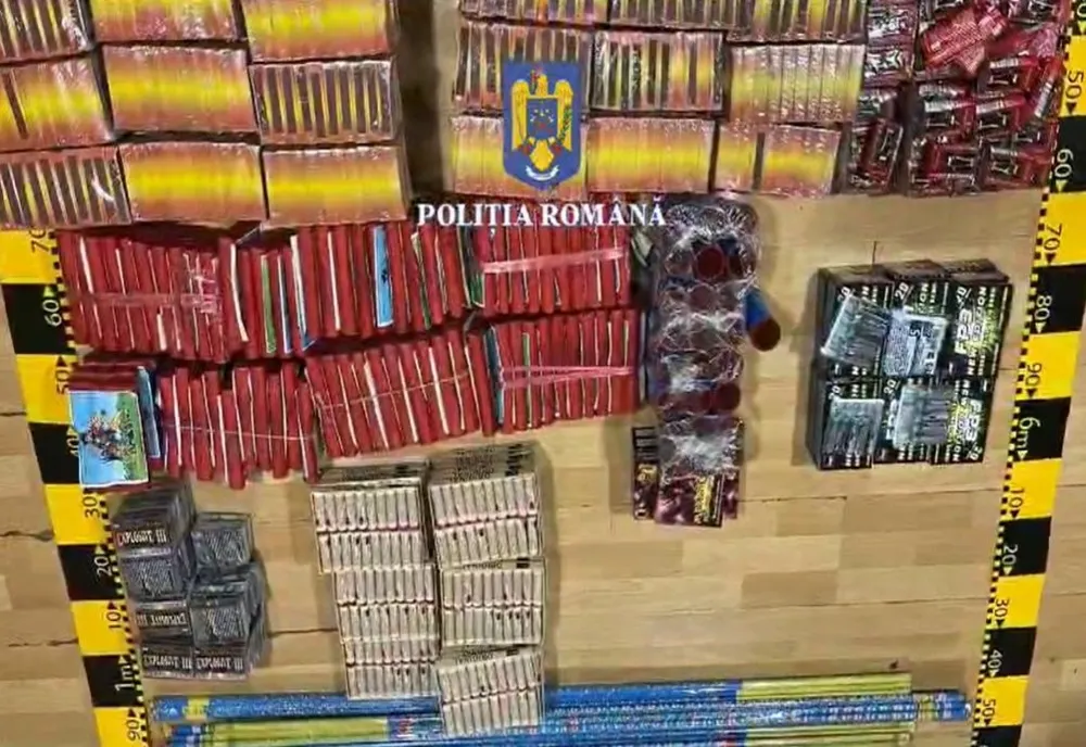 VIDEO Polițiștii brașoveni au confiscat peste 1000 de kilograme de articole pirotehnice