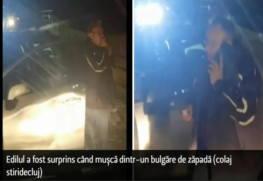 Un primar din Cluj mănâncă zăpadă ca să scape de mirosul de ALCOOL. Mai mulți polițiști, anchetați - VIDEO